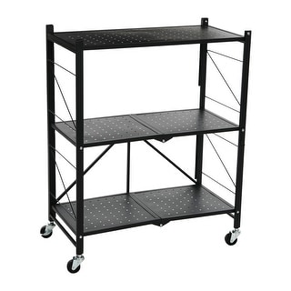 Metal 3-Tier Foldable Utility Rack - 26.8"L x 13.8"W x 33.8"H