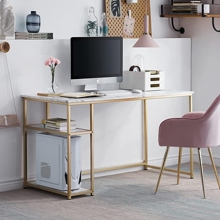 Ivinta Computer Desk with Shelves, Small Home Office Desk