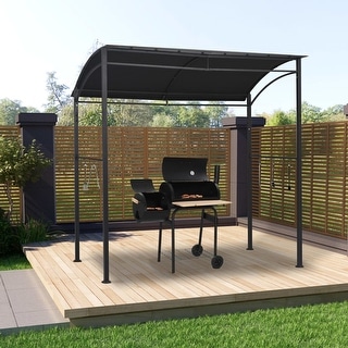 vidaXL BBQ Gazebo 7.1'x4.9'x7.2' Anthracite Steel - 215 x 4.9' x 7.2'