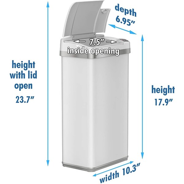 iTouchless 4 Gallon Sensor White Trash Can with AbsorbX Odor Filter and Air Freshener