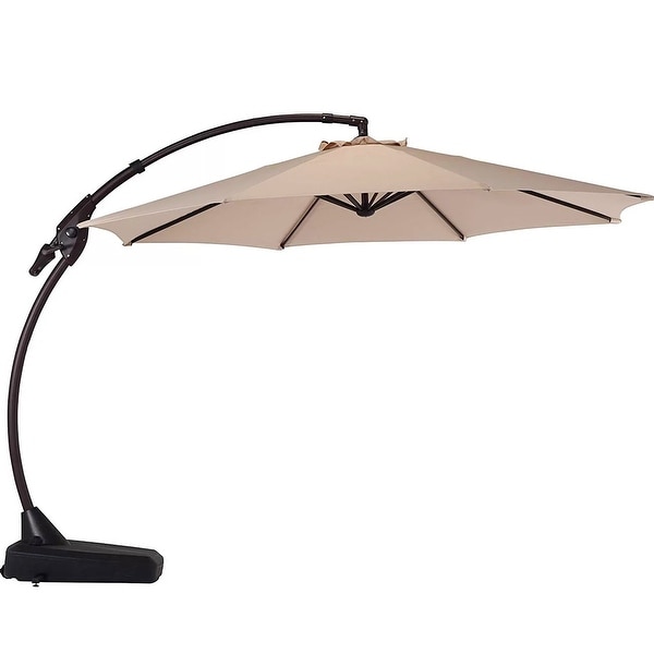 Patio Umbrellas 11 ft Outdoor Market Cantilever Umbrella with Tilt and Crank & Base for Garden, Deck, Backyard, Pool and Beach
