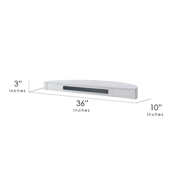American Art Decor Large Round Wood Floating Wall Shelf - White - 36" L x 3" H x 10" D