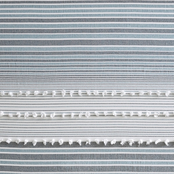 Urban Habitat Charlie Cotton Yarn Dye Shower Curtain with Pom Poms