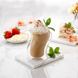 JoyJolt Pivot Double Wall Coffee Tea Glasses - 13.5 oz - Set of 4