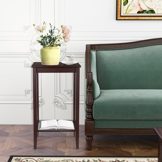 End Table Nightstand for Bedroom 2-Tier Sofa Table for Living Room, Dark Brown Finish