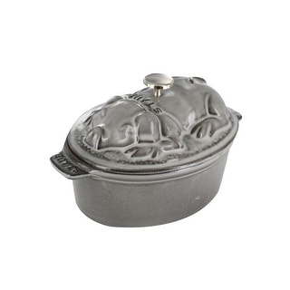Staub Cast Iron 1-qt Pig Cocotte - Graphite Grey