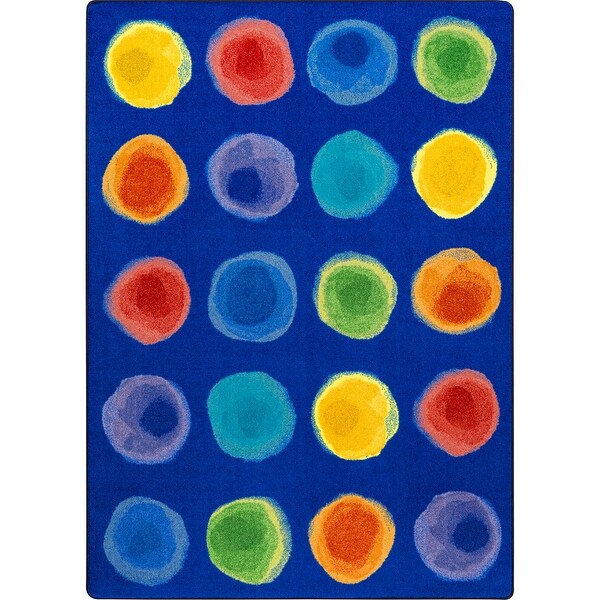 Watercolor Spots Rainbow Educational Nylon Area Rug