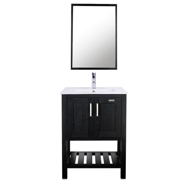 Eclife 24" Bathroom Vanity Set W/Drop in Sink Cabinet Mirror Combo