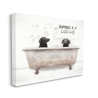 Stupell Animal Bathroom Happiness is a Bubble Bath Dog Quote Canvas Wall Art - Beige