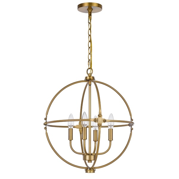 Sheffield 21" Height Metal Chandelier in Antique Brass Finish