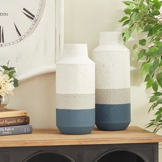 White Metal Coastal Style Vase (Set of 2)