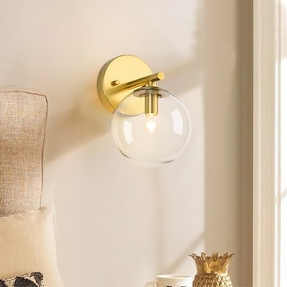 Dimmable Globe Glass Gold Bathroom Vanity Light Armed Sconces Wall Lighting