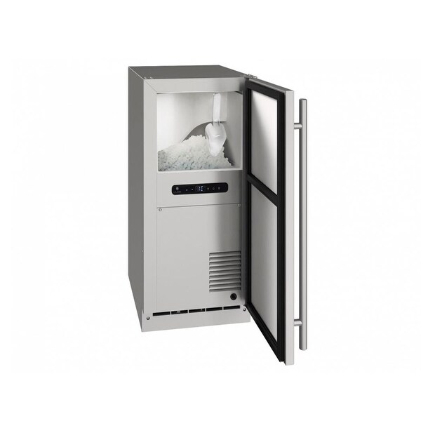 Outdoor Nugget Ice Machine 15 In Reversible Hinge Stainless Solid 115v