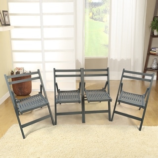 4-pc Slatted Wood Folding Special Event Chair Folding Chair Gray