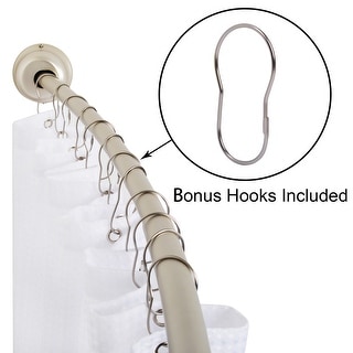 Utopia Alley Rustproof Curved Shower Rod, Aluminum, 45" to 72" Wide (Brushed Nickel) - Brushed Nickel