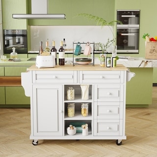 kitchen cart with Rubber wood desktop