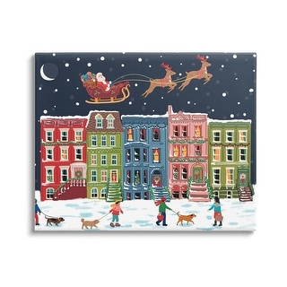 Stupell Snowy Christmas Town Santa Overhead Canvas Wall Art by Nancy McKenzie