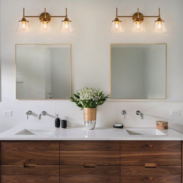 2/3-Light Mid-Century Modern Vanity Light Dimmable Bathroom Light Fixture Clear Glass