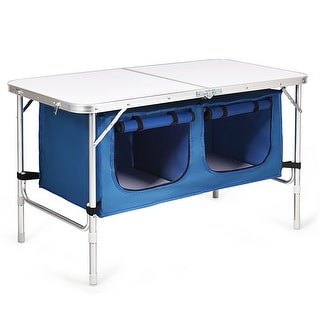 Costway Adjustable Camping Table Aluminum w/ Storage Organizer - See Details