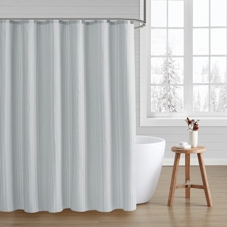 Bearpaw Desmond Grey Stripe Printed Shower Curtain Set