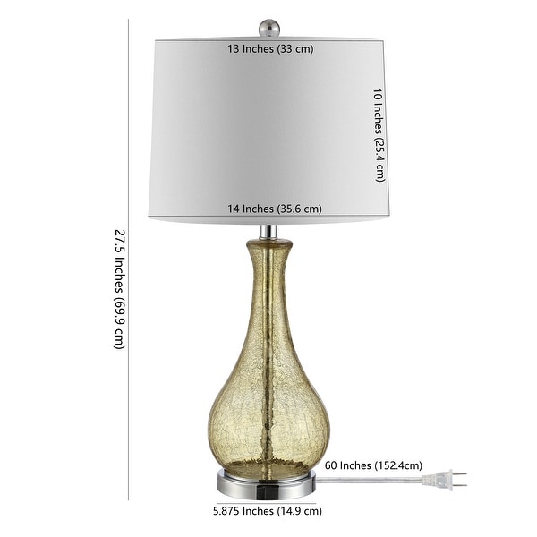 SAFAVIEH Lighting Finnley 28-inch Crackle Glass LED Table Lamp. - 14" W x 14" D x 28" H