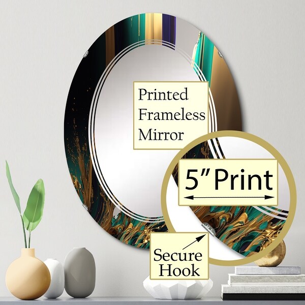 Designart 'Green And Gold Agate III' Printed Transitional Wall Mirror