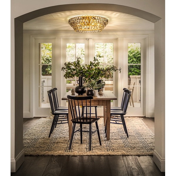 8-Light Mid Century Modern 4-Tier Antique Gold Crystal Glass Flush Mount