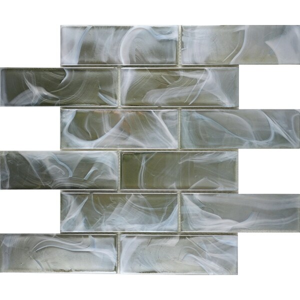 Emser Tile Splash - 12" x 12" Rectangle Brick Mosaic Wall Tile - Matte