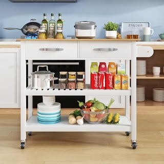 Mobile Kitchen Island with Two Lockable Wheels
