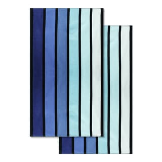 Superior 100-percent Cotton Faded Stripe Oversized Beach Towel (Set of 2)