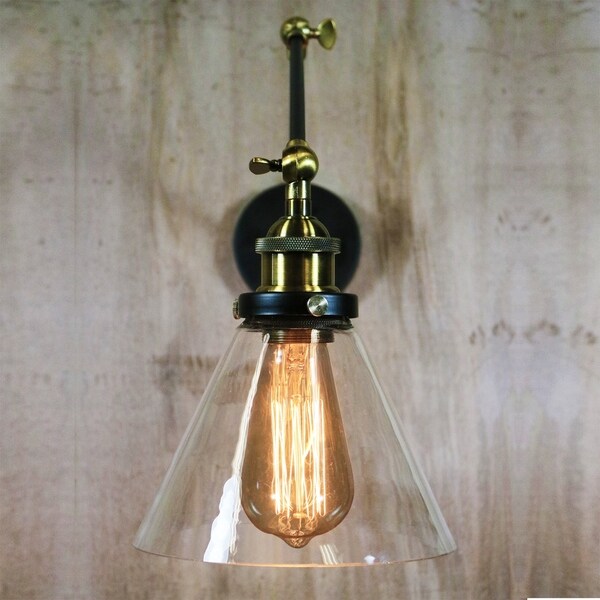 Laurentius Black 1-Light Sconce with Clear Glass Shade (includes Edison bulb)