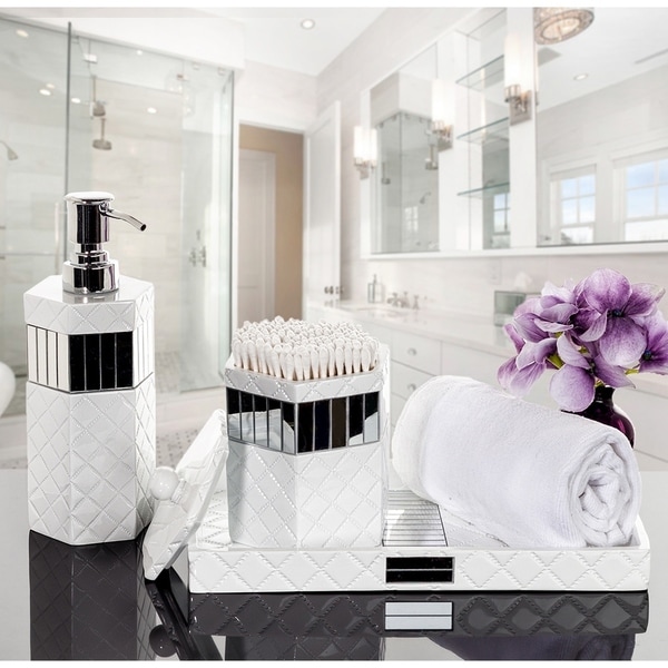 Quilted Mirror Vanity Tray for Arranging Perfume/ Jewelry/ Makeup