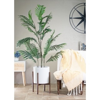 UPshining Mid-Century Modern Planter With Wood Stand 13"