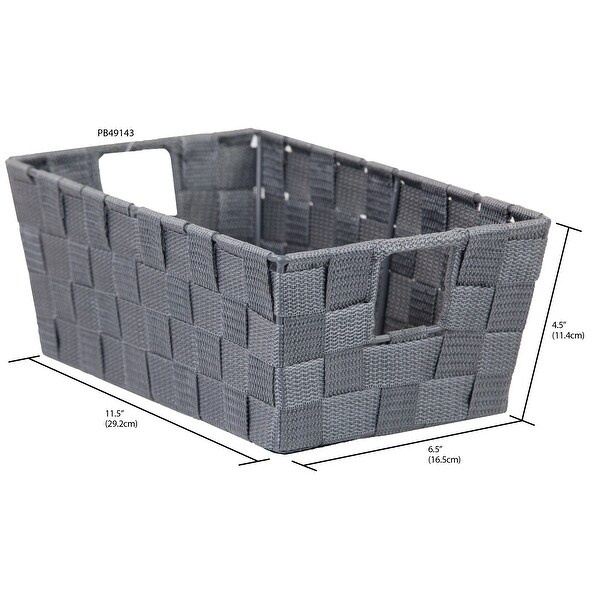 Home Basics Polyester Woven Strap Storage Basket, Small, 11.5x6.5x4.5 Inches - 11.5x6.5x4.5 Inches