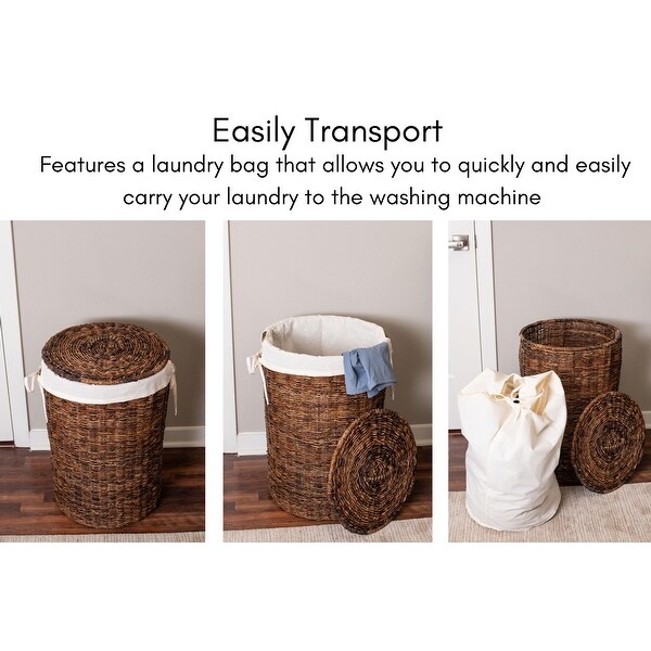BirdRock Home Abaca Laundry Hamper with Liner - (Espresso)