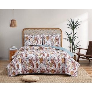 Vintage Leaf Print 3 Piece Quilt Set