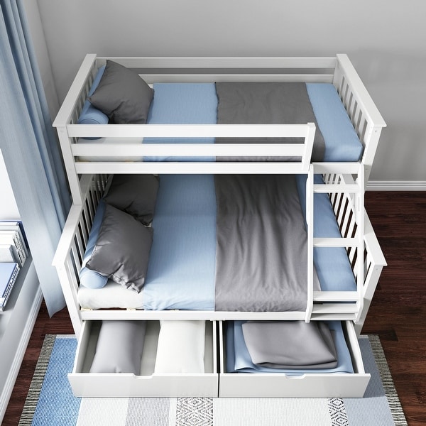 Max and Lily Twin XL over Queen Bunk Bed with Storage Drawers