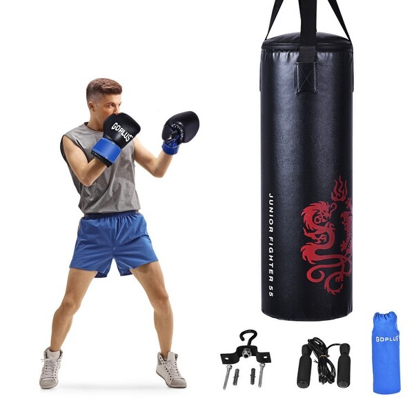 5 Pieces 40Lbs Filled Punching Boxing Set with Jump Rope and Gloves - 28" x 10" x 10" (L X W X H)