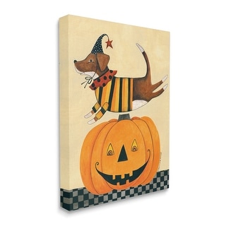 Stupell Vintage Carved Pumpkin Halloween Dog Illustration Canvas Wall Art - Multi-Color