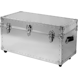 Smooth Steel Trunk with Wheels - Silver