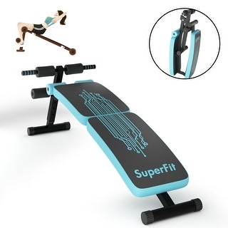 Abdominal Twister Trainer with Adjustable Height Exercise Bench-Blue - 57" - 59" x 20.5" x 18" - 22.5"(L x W x H)