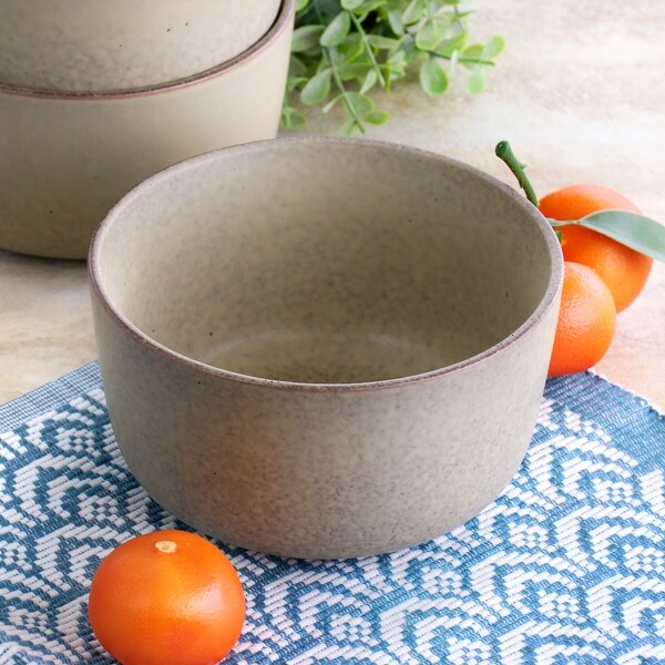 6 Piece 5.5 Inch Round Stoneware Bowl Set in Toast