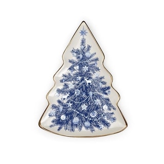 Blue & White Christmas Tree Shape Plate