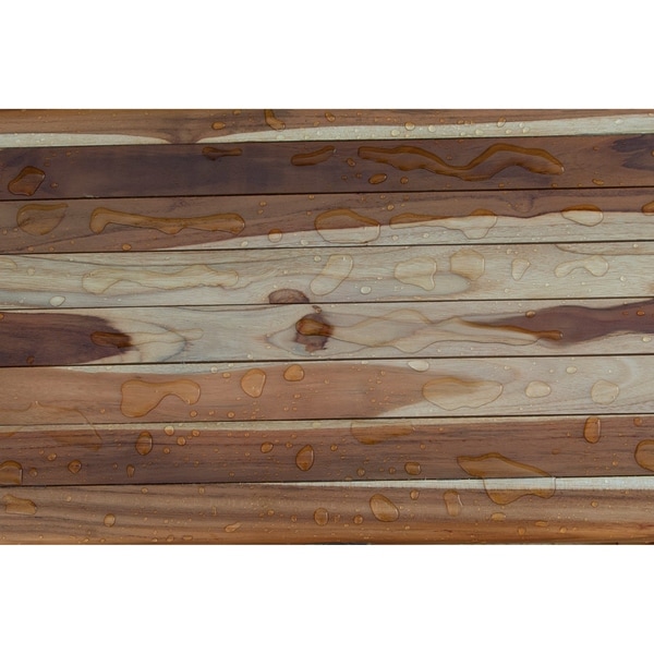 EcoDecors Eleganto 24" Solid Teak Shower Bench With Shelf - EarthyTeak Finish