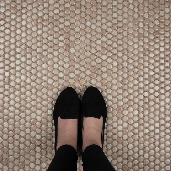 Merola Tile Hudson Penny Round Truffle 12" x 12.63" Porcelain Mosaic Tile