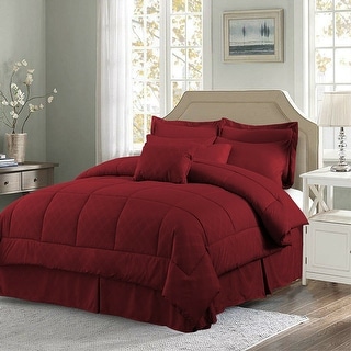 10 Piece Bed In A Bag Comforter Reversible Hotel Style Queen Burgundy