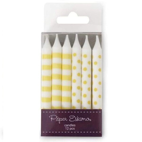 Paper Eskimo 12-pack Birthday Party Candles with Striped & Polka Dots