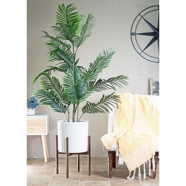 UPshining Mid-Century Modern Planter With Wood Stand 13"