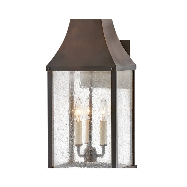 Hinkley Beacon Hill Collection Three Light Outdoor Large Wall Mount Lantern, Blackened Copper