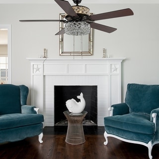 River of Goods Olivia Oil Rubbed Bronze Finish/ Crystal 52-inch LED Ceiling Fan - 52"L x 52"W x 18.25"H - 52"L x 52"W x 18.25"H